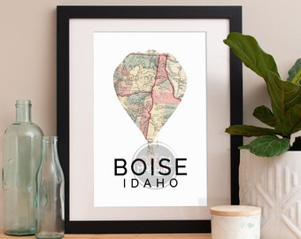 Boise Print, Boise Skyline, Boise Art, Boise Poster, Boise Watercolor, Boise Art Print, Boise Map, Boise Wall Art, Boise Idaho Art, Idaho