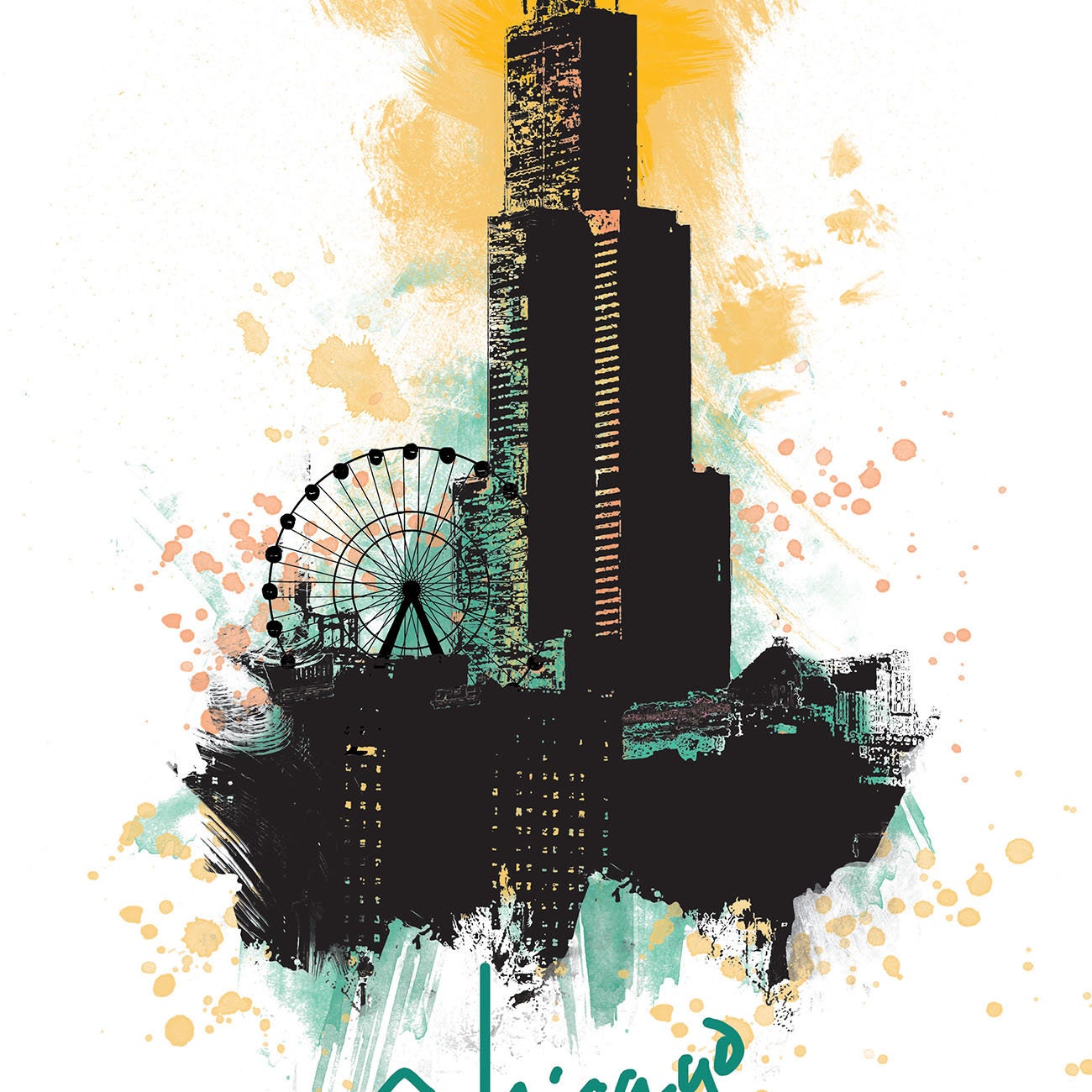 Chicago Print, Chicago Skyline, Chicago Art, Chicago Poster, Chicago