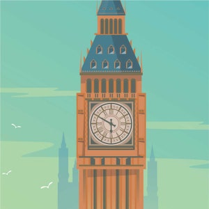 London Art, London Print, London Art Print, London Wall Art, London Skyline, London Decor, Big Ben Clock, London Travel Art, London Poster image 4