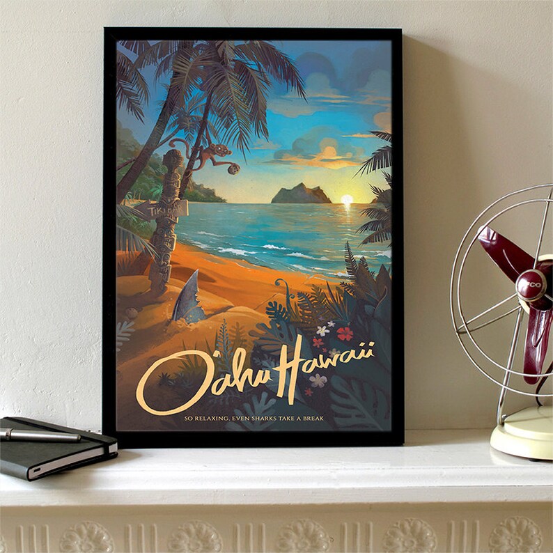 Hawaii North Shore Travel Poster Hawaii Art Hawaii Wall Art Etsy