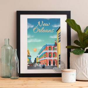 New Orleans Druck, New Orleans Skyline, New Orleans Kunst, New Orleans Poster, New Orleans Aquarell, New Orleans Kunst, New Orleans Karte