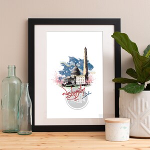 Washington DC Print, Washington DC Skyline, Washington DC Art, Washington Poster, Washington Aquarel, Washington Art Print