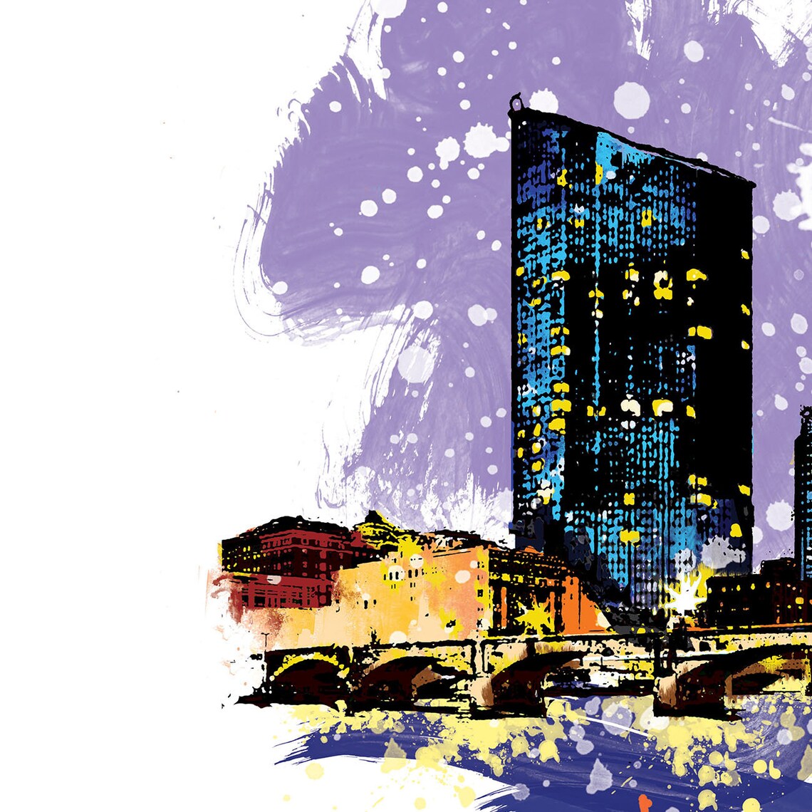 Grand Rapids Print Grand Rapids Skyline Grand Rapids Art Etsy