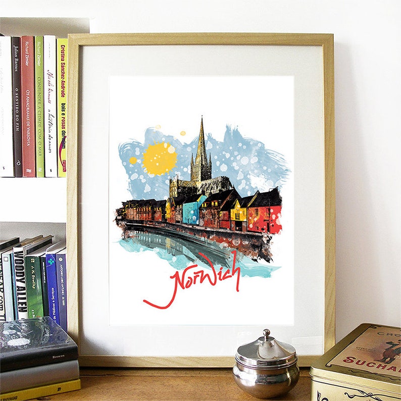 Norwich Print Norwich Skyline Norwich Art Norwich Poster Etsy