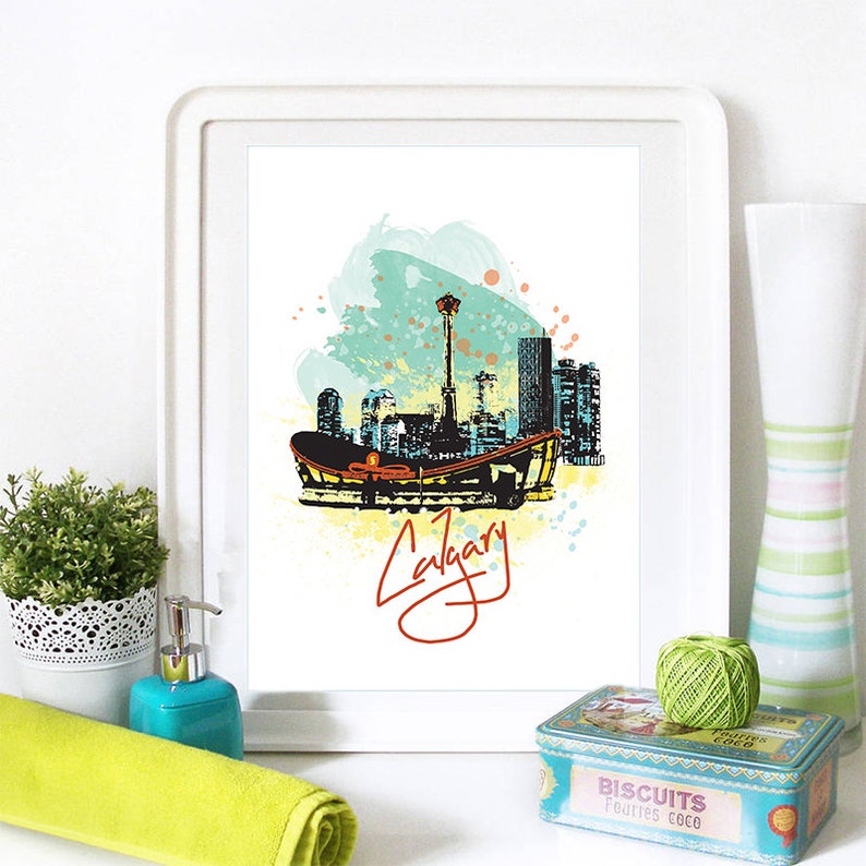 Calgary Print Calgary Skyline Calgary Art Calgary Poster Etsy