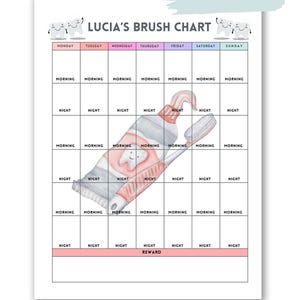Cuadro de pegatinas personalizadas para el cepillado de dientes / Descarga digital