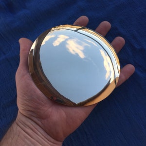 Brass shaman mirror - diameter 130 mm - Symbolic protection in Mongolia, Siberia, Asia