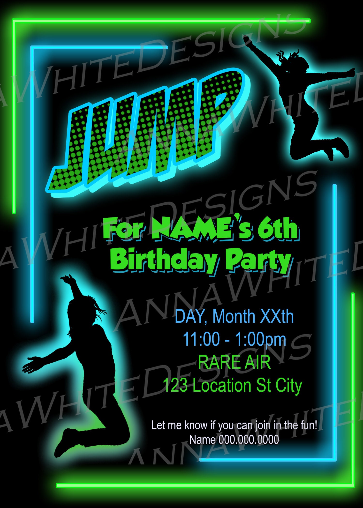 JUMP Party Digital Invitation Neon Invitation Jump Party - Etsy UK
