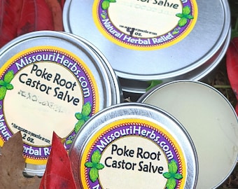 Poke Root Castor Salve FREE SHIPPING (w/ small % sunflower seed oil)