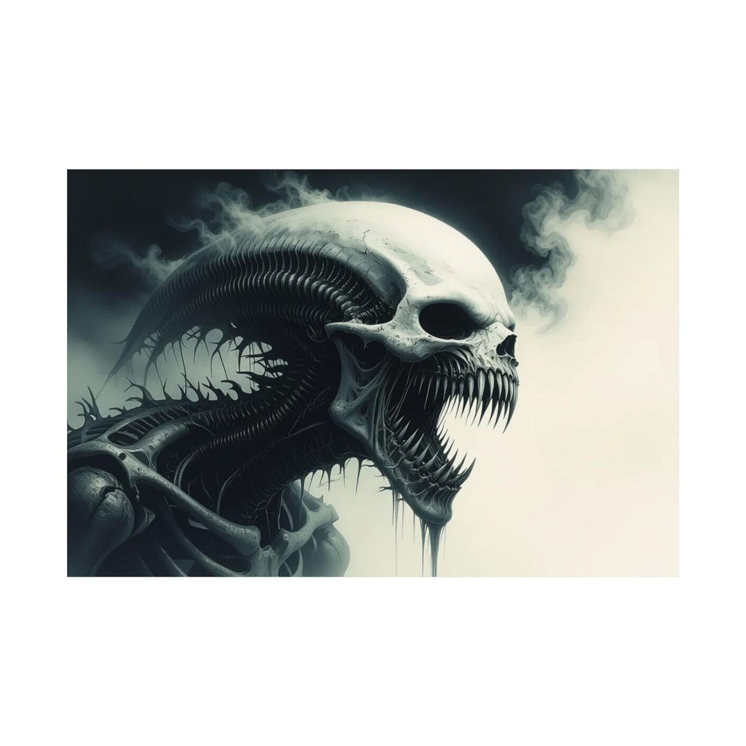 Skull Alien Horror Poster Satin Poster | Dark Gothic Wall Art - Etsy