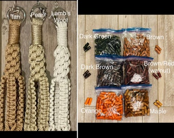 Macrame Plant Hanger - The Incus - with bamboo-shaped wood beads - choose your cord and bead color