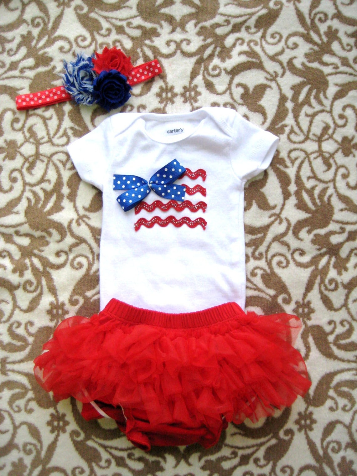 July 4th Baby Girl Bodysuitdiaper Cover & Matching Etsy