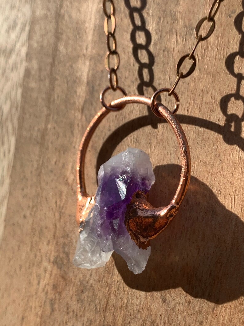 Amethyst Full Moon Electroformed copper necklace