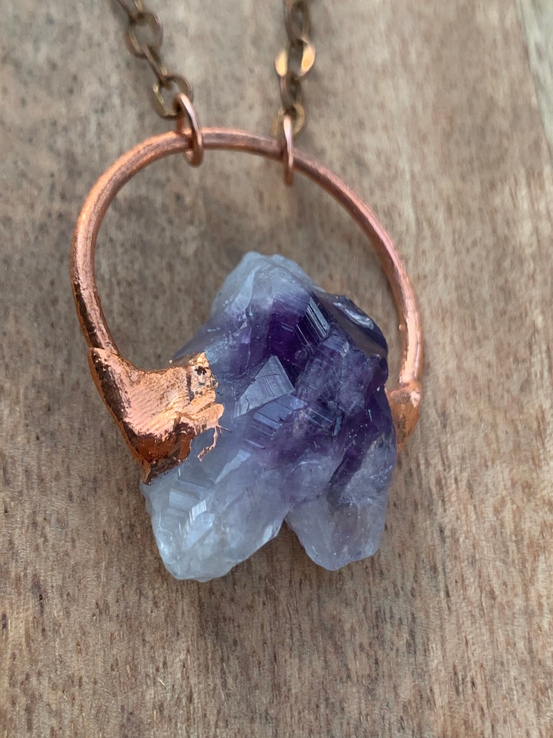 Amethyst Full Moon Electroformed copper necklace