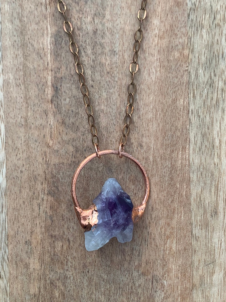 Amethyst Full Moon Electroformed copper necklace