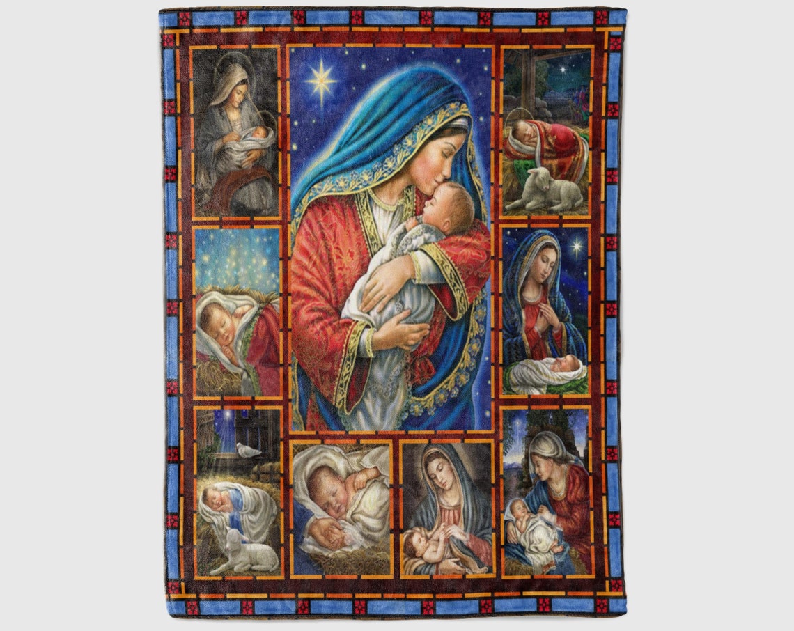Mother Of God Blanket Mother Mary and Baby Jesus Blanket Etsy