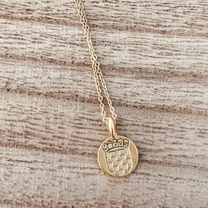 Croatian Grb charm necklace. Custom, unique, matte gold filled charm on gold filled chain.