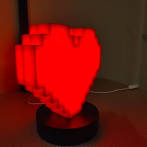 Pixel Heart Light: 8-Bit Retro, Holographic, Pixel, Bedroom and Gamer Room, Nintendo, Zelda Decor