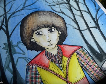 Will Byers Watercolour Painting A4 Print - Stranger Things