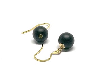 Handmade Onyx and gold earrings, Gold jewellery gift, Black Onyx earrings, Gold hook earrings, Birthday gift, Mothers Day Gift