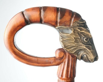 Walking stick for hiking cane hand carved wooden wood handmade handcarved crafted - Designer - Exclusive - PERFECT DETAILS!