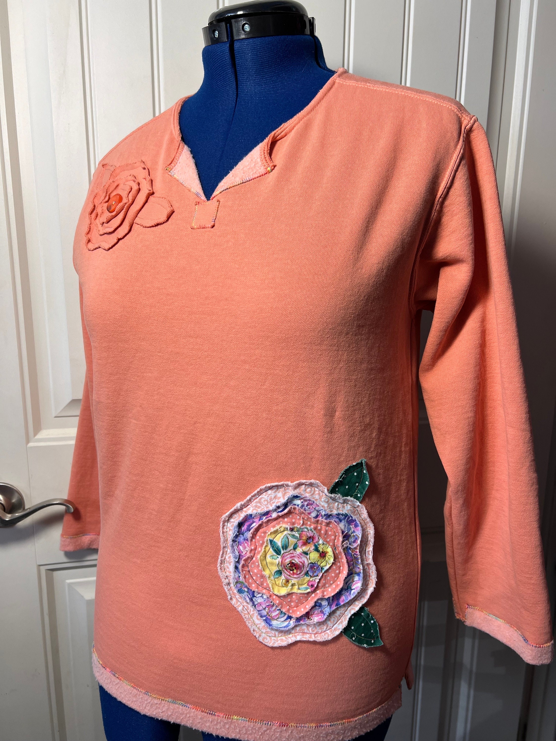 Fresh Floral Print Peach Sweatshirt