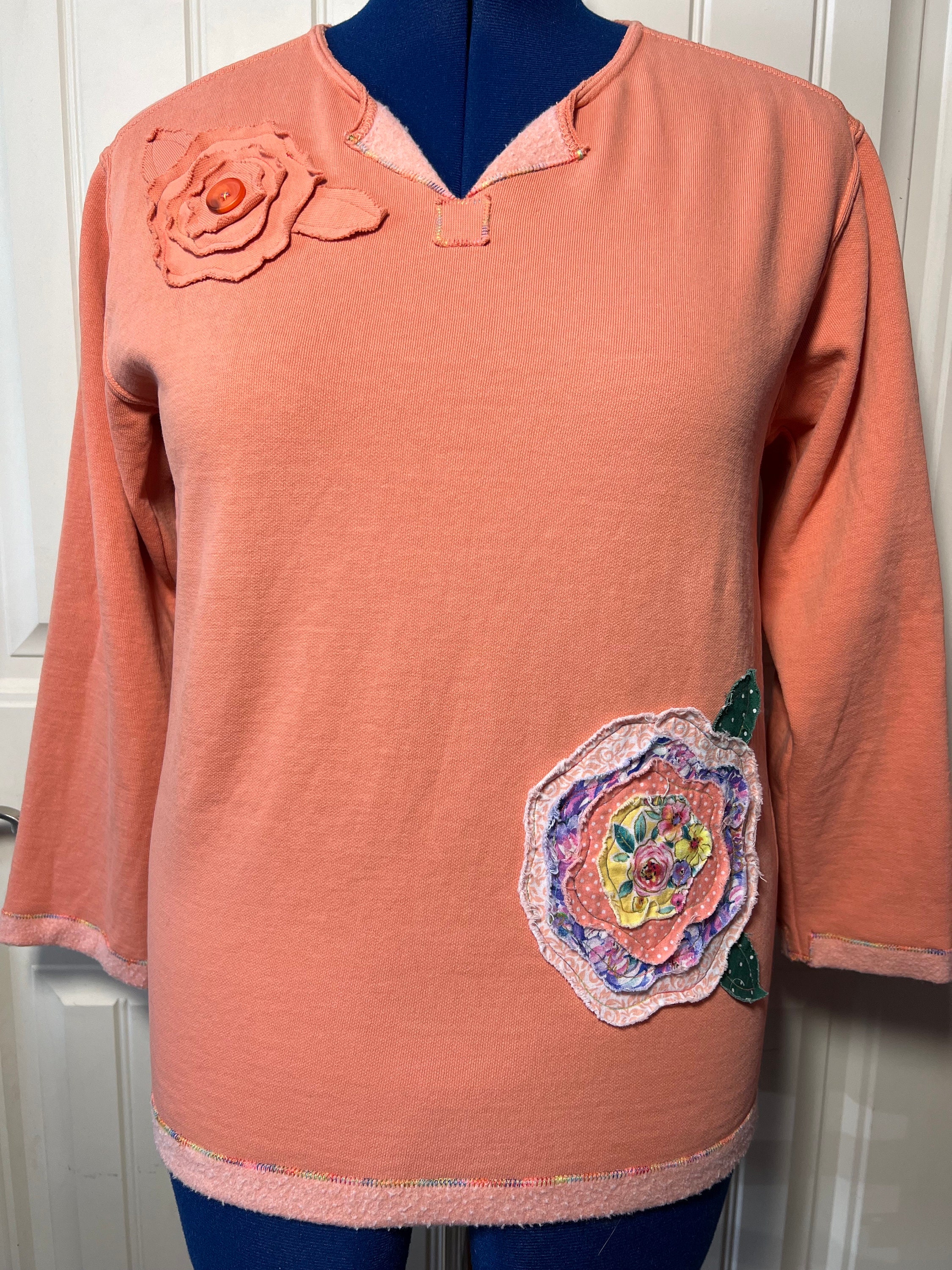 Fresh Floral Print Peach Sweatshirt main image 0
