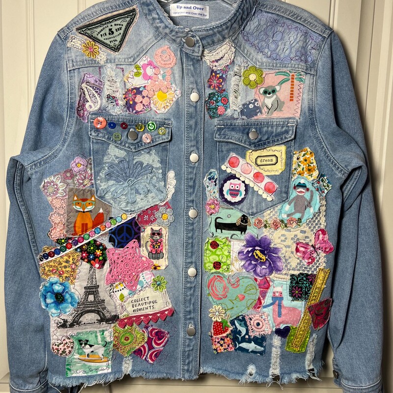 Upcycled denim sleeveless jacket