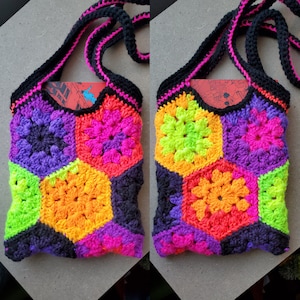 NEON Crochet Granny Hexagon Tote Bag