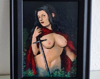 Maiden 3x4" original painting