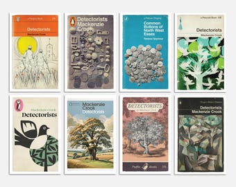 Détecteurs | Couverture de livre de pingouin, de paon, de macareux et de pélican Cartes postales | Lot de 8