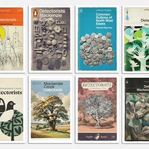 Détecteurs | Couverture de livre de pingouin, de paon, de macareux et de pélican Cartes postales | Lot de 8