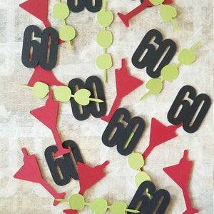 60th Birthday Age Confetti - Martini Olive Confetti Assortment - Any Birthday Age Decor for Him - Cocktail Party Theme Table Scatter for Her