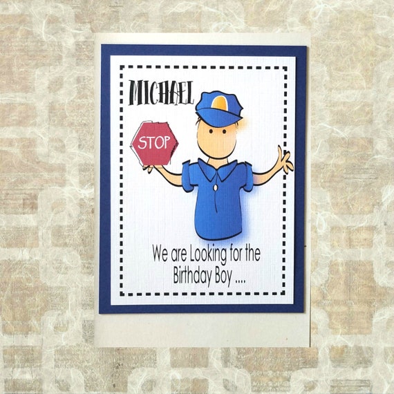 Mens Boys Handmade Personalised Birthday Card ANY AGE Boy Police Policeman