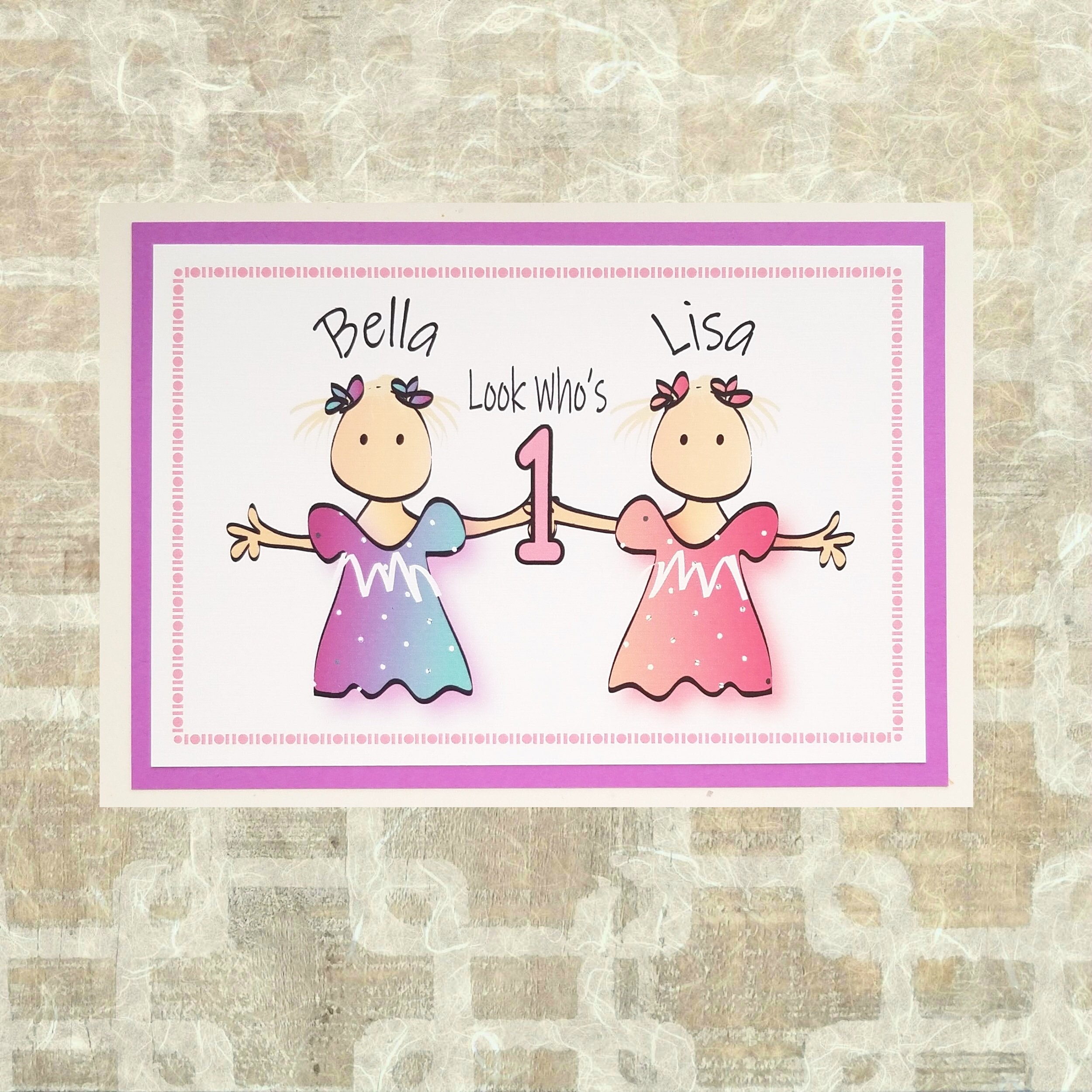Personalized Cute Birthday Card For Twin Girls 1st 2nd 3rd Etsy New Zealand