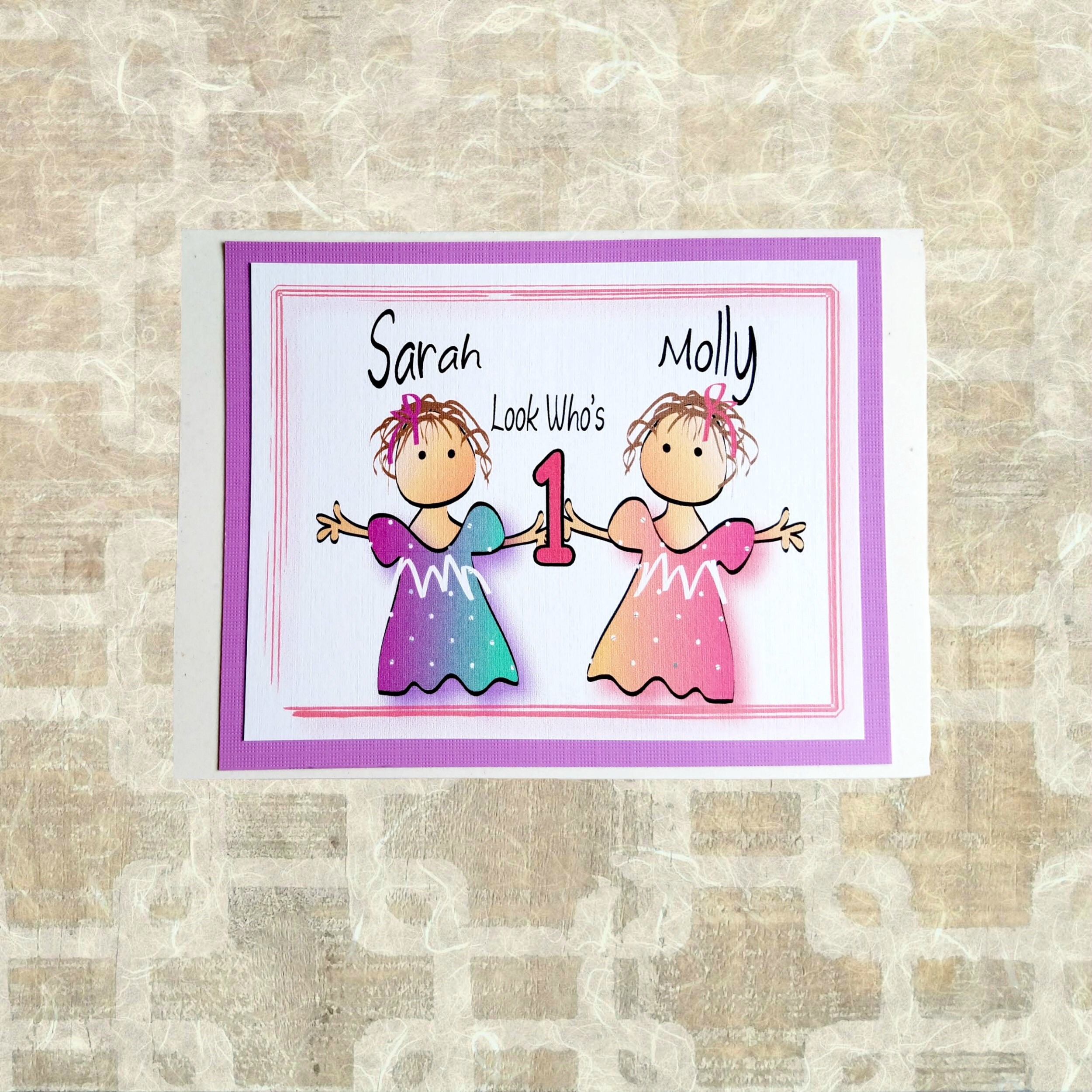 Personalized Birthday Card For Twin Girls 1st 2nd 3rd Etsy