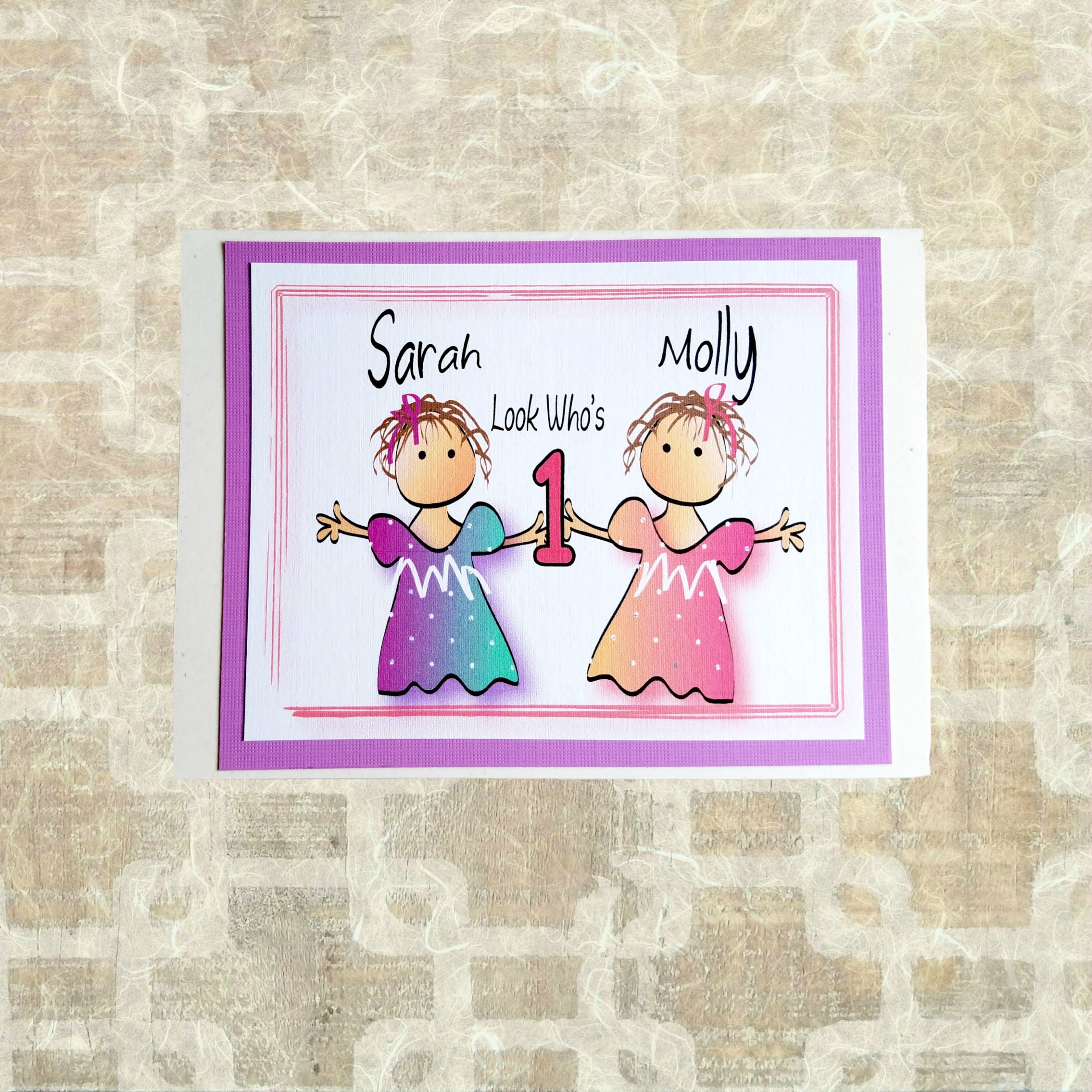 Personalized Birthday Card For Twin Girls 1st 2nd 3rd Etsy