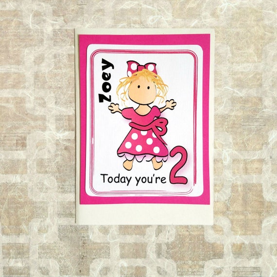 2nd Birthday Card Personalized Happy Birthday Card For Girl Etsy