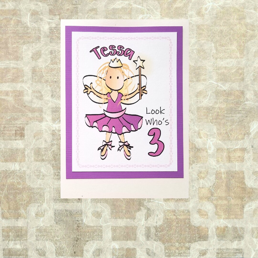 3rd Birthday Card for Girl Personalized Ballerina Bday Card for Her 1 2 ...