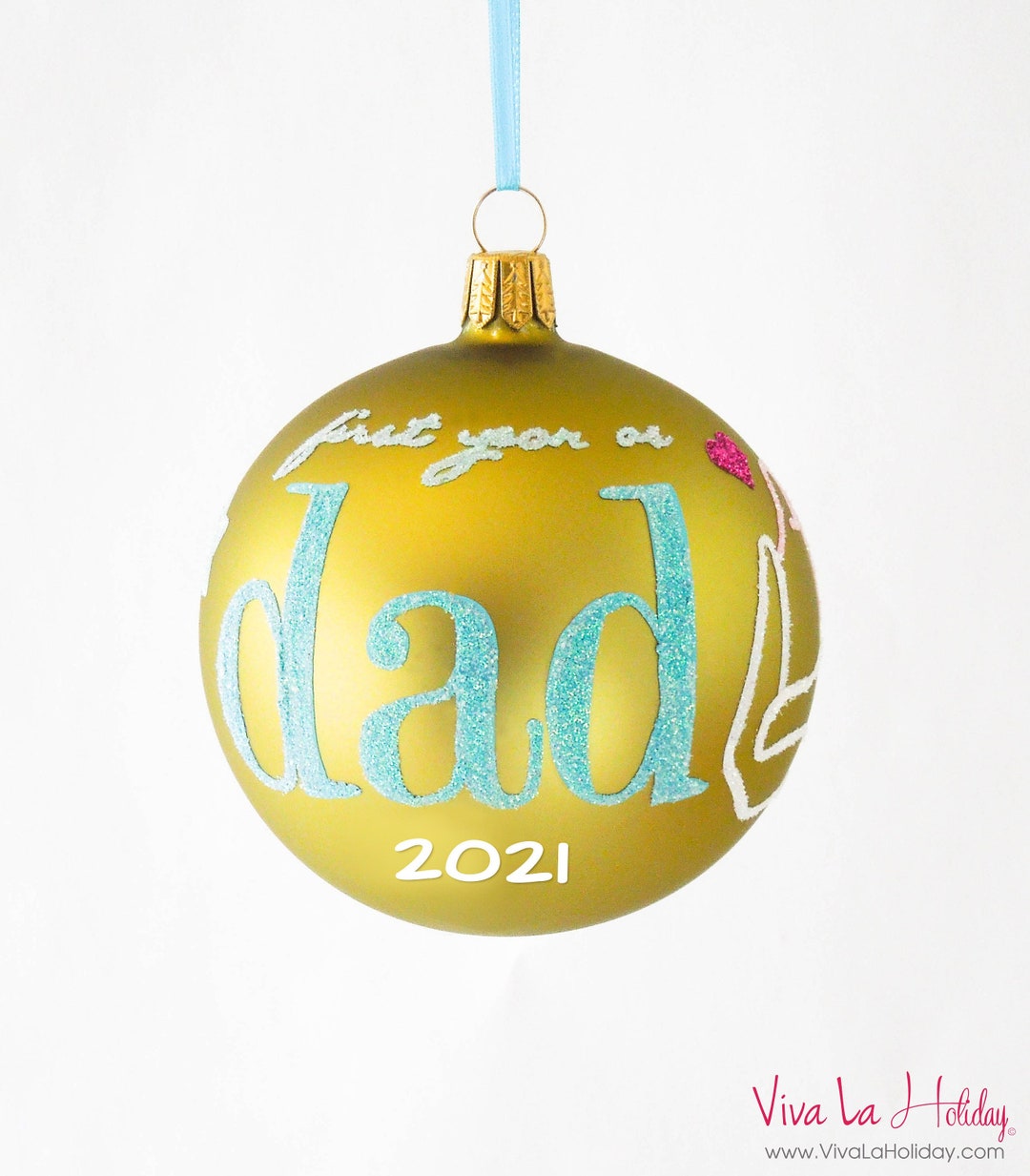 Father Gift for New Dad Ornament First Year as Dad Blown Glass Ornament ...