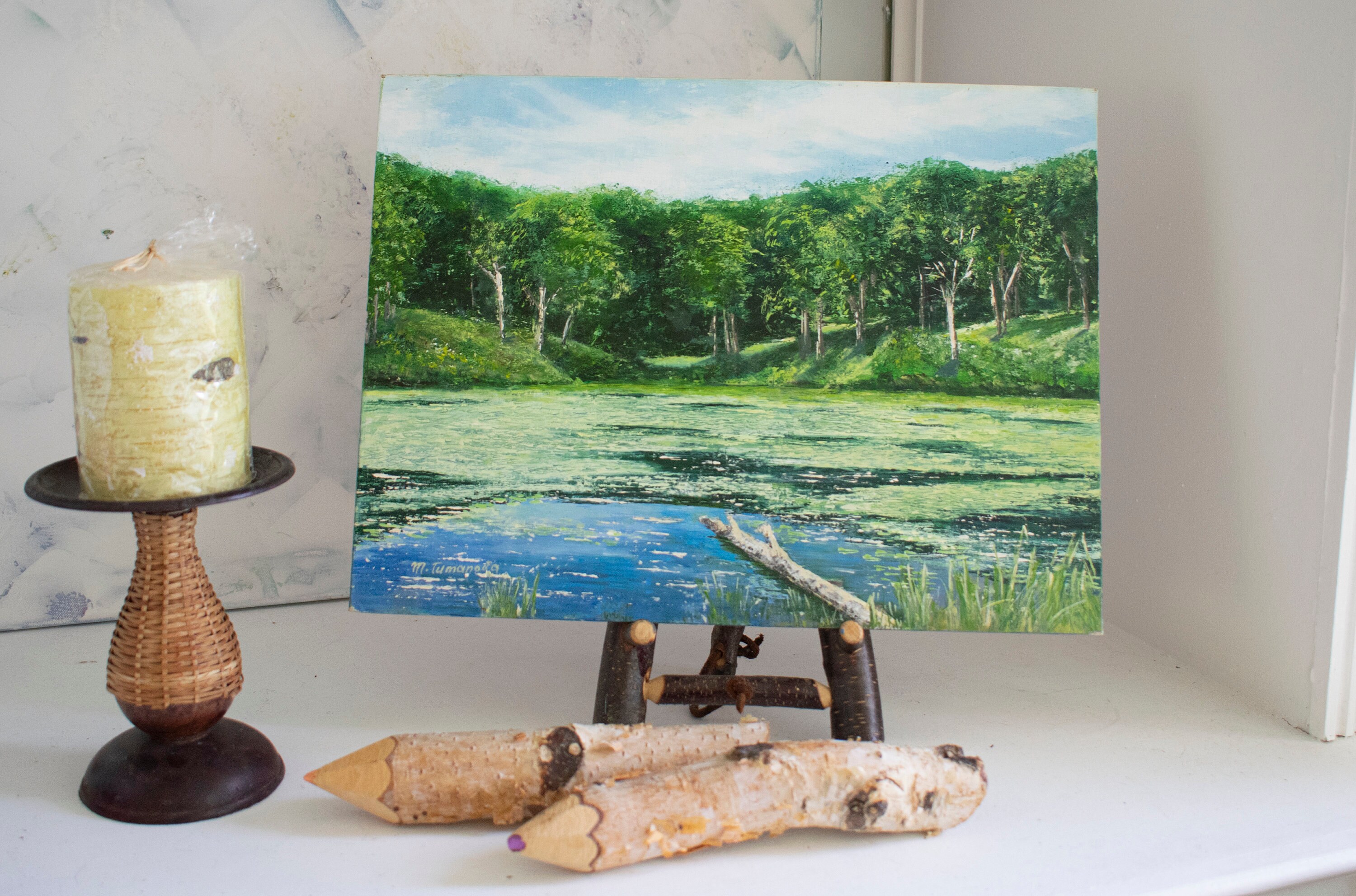 Original Landscape Oil Painting: Summer Lake Scene, Nature Art (12x16 ...