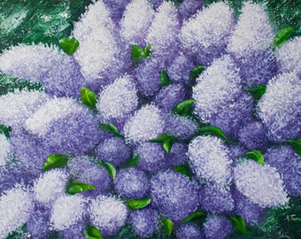 Lilacs Painting Original Oil Artwork by Mariya Tumanova Stretched Canvas 24&quot;x36&quot;