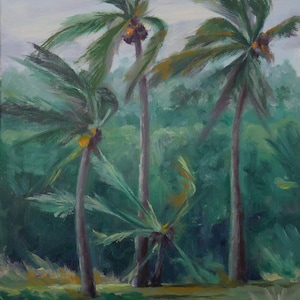 Brezza della Florida in movimento/ Dipinto a olio originale/ Arte del paesaggio ventoso/ Scena costiera della Florida, decorazione murale impressionista/ Di Mariya Tumanova