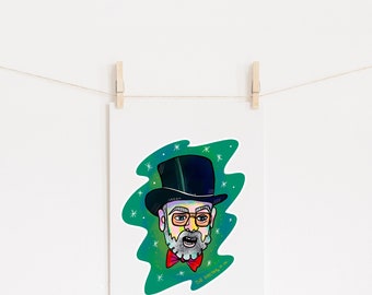 Dr. Demento Art print. Cult classic figure. Kitschy portrait. Novelty tunes Illustration