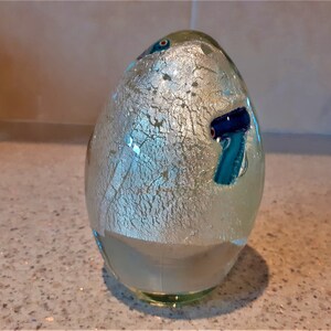 Vintage glass paperweight, Glass Easter egg, Murano glass cone image 8