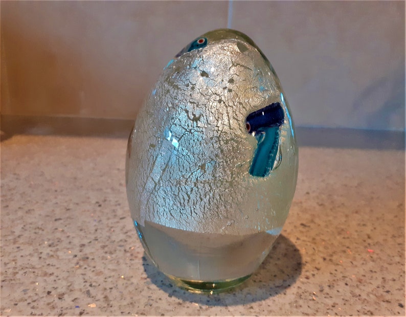 Vintage glass paperweight, Glass Easter egg, Murano glass cone image 8