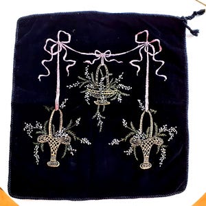 Vintage velvet cushion cover, hand embroidered cushion cover