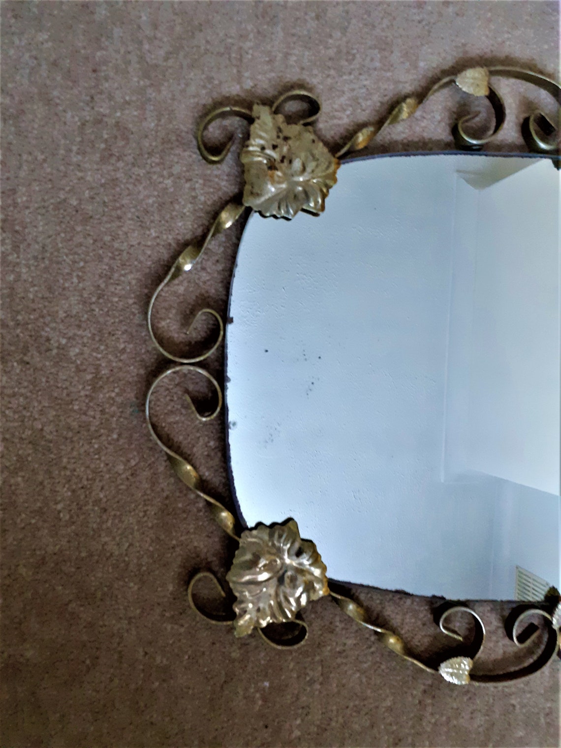 Vintage Art Deco Brass Mirror Art Nouveau Mirror Etsy