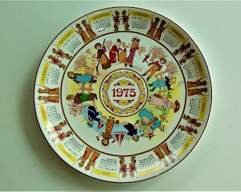 Vintage Wedgwood kalenderplaat, verjaardagsplaat uit 1975, kinderkamer kunst aan de muur