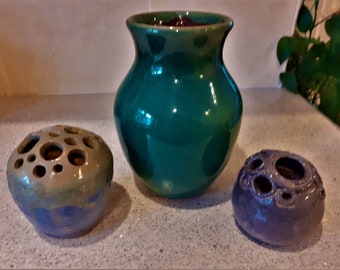 Vintage handmade pottery vases, ceramic pots, glazed vases